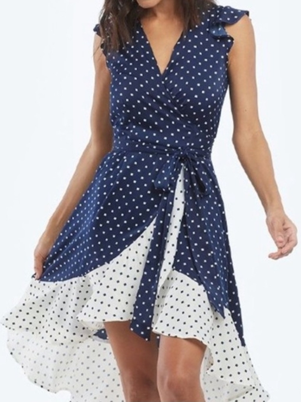 Summersalt The Beach to Brunch Wrap Dress Square Dot Navy White - Size S